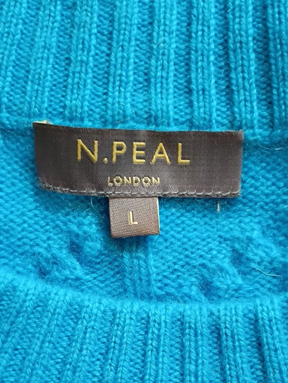 Cashmere 100% Organic Cashmere By N. Peal London Cable Knit Sweater sz L - Picture 5 of 7